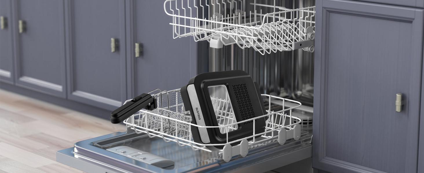 SUSTEAS Electric Deep Fryer 1.5QT/2.6QT with Non-Stick Basket, Large Oil Capacity, Cool to Touch Edges, and Intelligent Temperature Control Frying Cooker