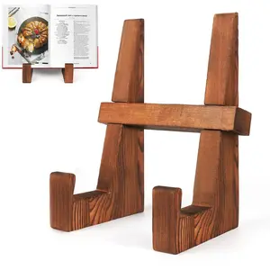 Wooden Kitchen Cookbook Stand, 22.35 cm Countertop Organiser, Rustic Brown Rack Organizer, Versatile Recipe Book Holder (Details May Vary)