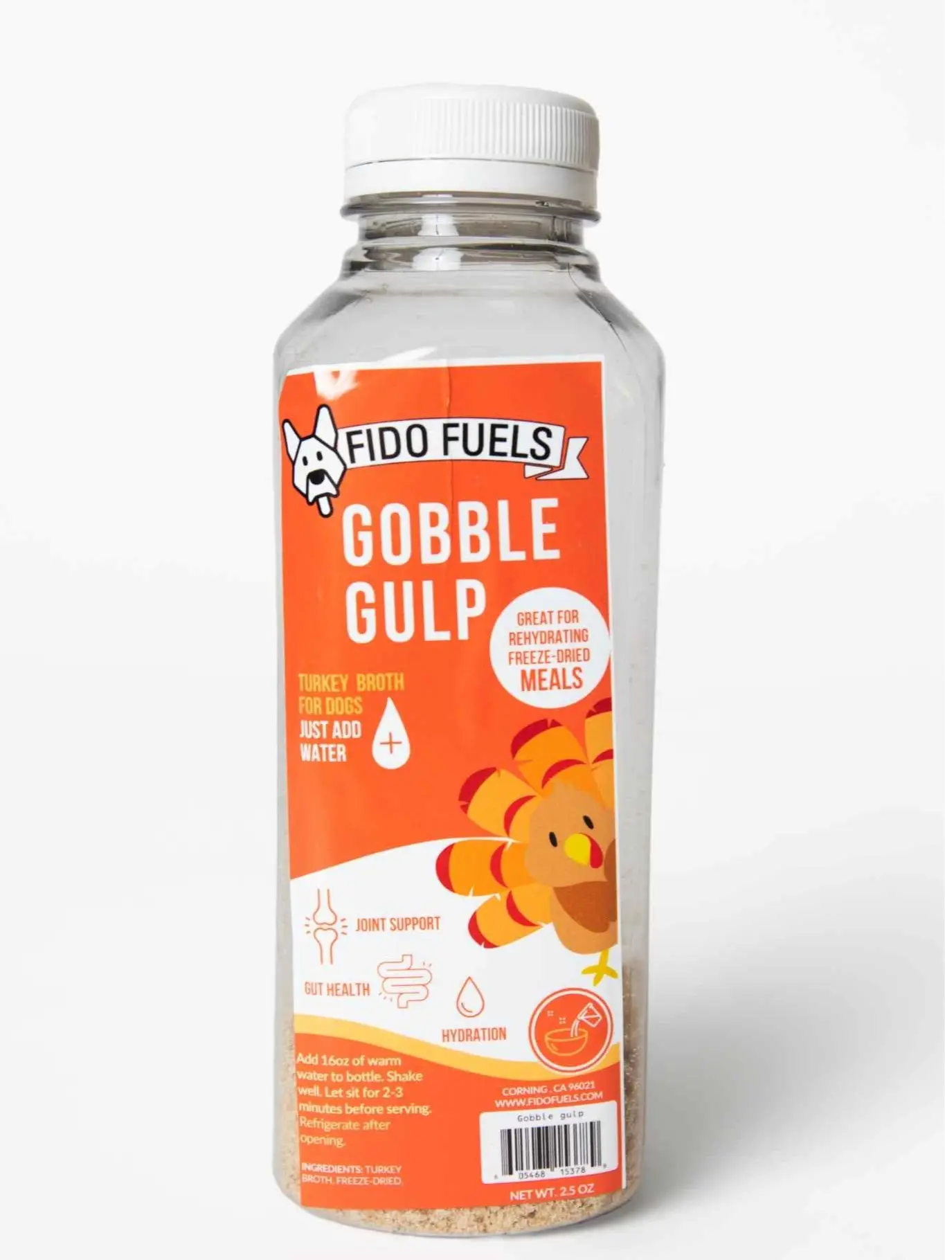 FIDO FUELS - Gobble Gulp Freeze Dried Bone Broth - Turkey-Based Nourishing Drink for Dogs  - USA Raised & Processed - Joint Support & Digestion Aid