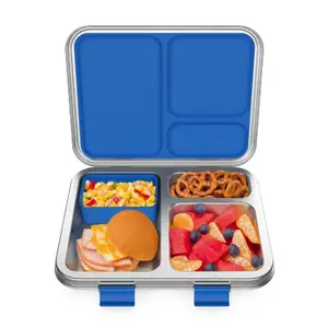 Bentgo Kids Stainless Steel Bento Lunch Box for School Leak-Resistant, Blue
