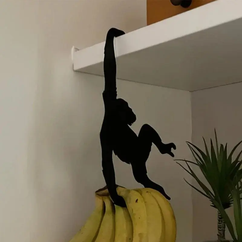Adorable Monkey Shape Metal Wall Mount Hook, Fun Decorative Key Holder, Multi Use Wall Hanger For Keys, Bags, Hat, Kitchen Gadgets, Home & Entryway Storage