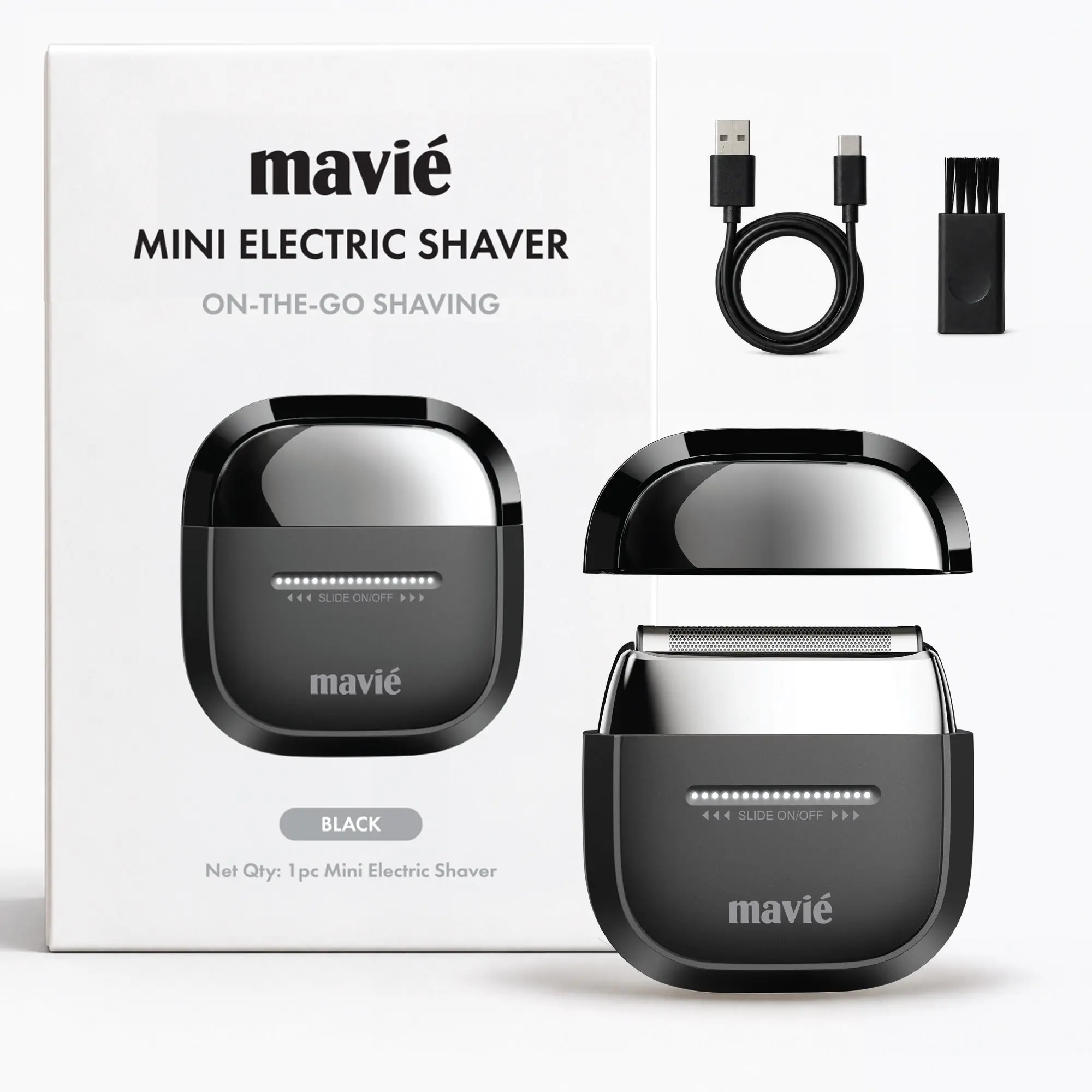 Mavié Mini Foil Electric Shaver for Men, Portable Travel Razor with Slide Touch Control, 7500 RPM Motor, Magnetic Snap Cap, USB-C Fast Charging, IPX7 Waterproof Pocket Shaver