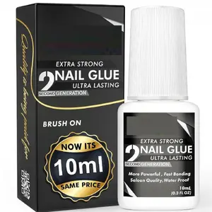 Super Strong Nail Glue for Press On Nails, Acrylic Nails & Nail Tips (10ml) Exsivia 2nd Gen NailBond for Fake Nails, Extra Strength,Long Lasting, Brush on Adhesive, No Dehydrator or Primer Needed