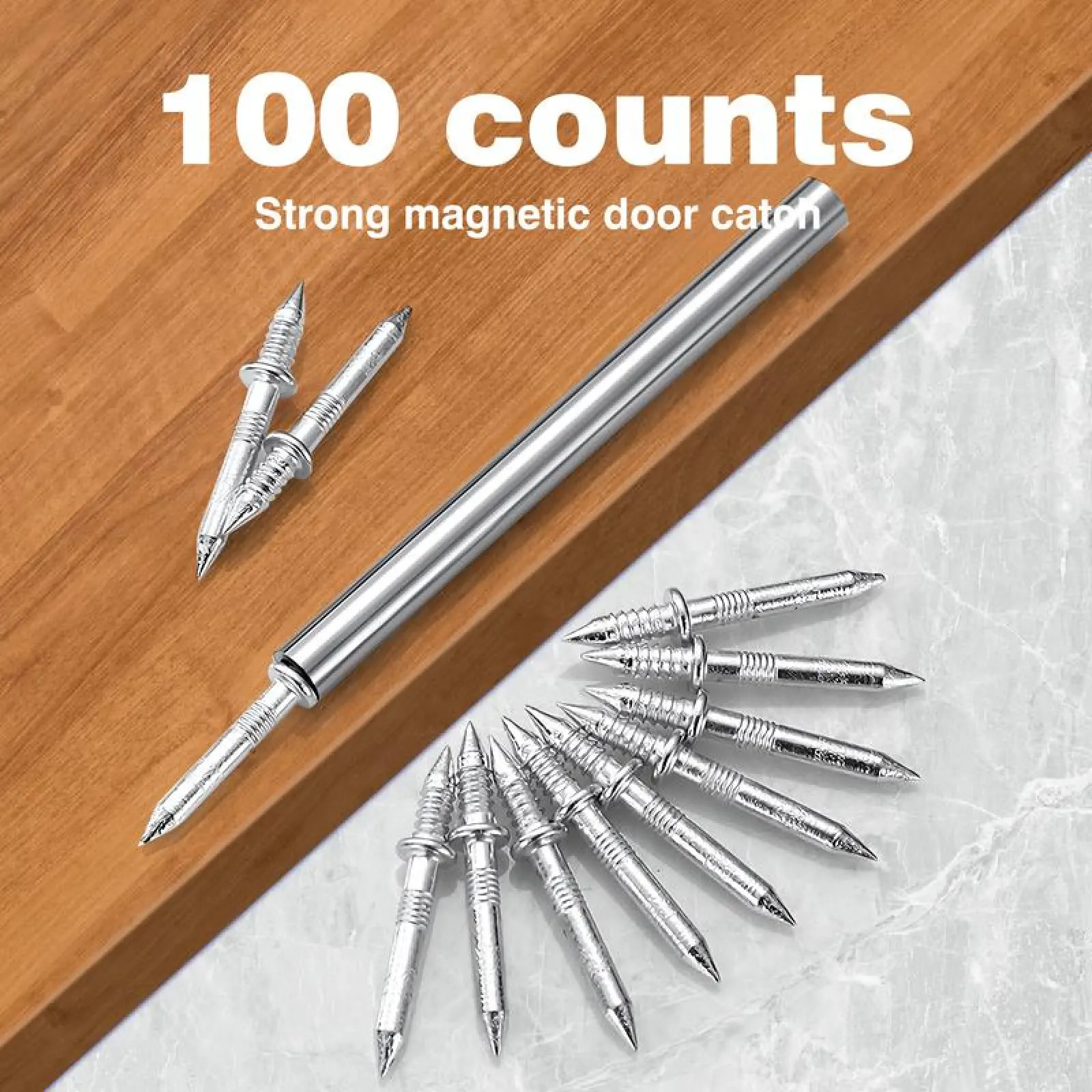 100 Counts| Double-Headed Skirting Thread Seamless Nail Non Marking, Seamless Skirting Line Nail for Solid Wood Baseboard, Invisible Security Screws with Nail Specific Sleeve Tool.