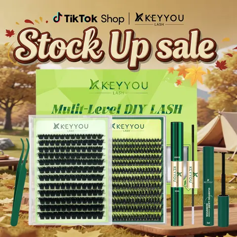KEYYOU Puffsilk Midnight DIY Lash Extension  Eyeliner Lash V3D Volume Fluffy Waterproof Long- Lasting Soft Cluster Lashes  144PCS D Curl 8-18MIX Cosmetic  3D spider lash upgrade2.0 #September Stock Up