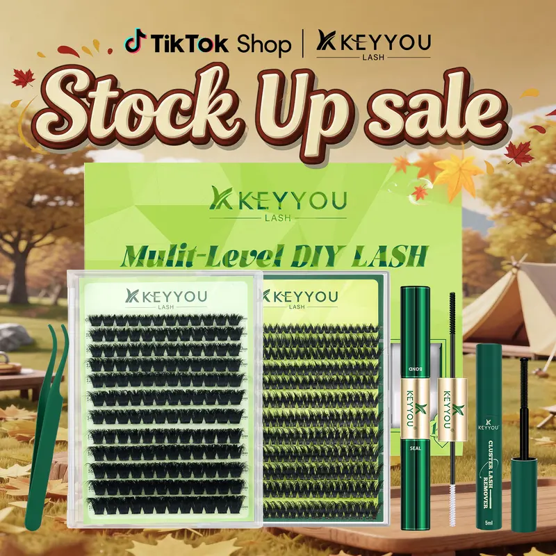 KEYYOU Puffsilk Midnight DIY Lash Extension  Eyeliner Lash V3D Volume Fluffy Waterproof Long- Lasting Soft Cluster Lashes  144PCS D Curl 8-18MIX Cosmetic  3D spider lash upgrade2.0 #September Stock Up