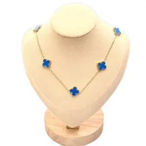 18mm Four-Leaf Clover Stainless Steel Jewelry chain Versatile Necklace Three-Piece women Trendy Design PVD Gold Plated 45cm Length