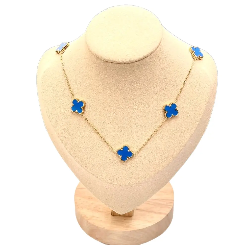 18mm Four-Leaf Clover Stainless Steel Jewelry chain Versatile Necklace Three-Piece women Trendy Design PVD Gold Plated 45cm Length