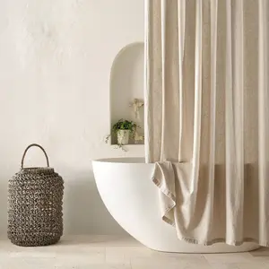 72"x72" Linen Shower Curtain Natural - Casaluna