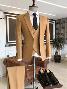 Men's 3 Pieces Suit Elegant Solid One Button Slim Fit Single Breasted Party Blazer Vest Pants Set