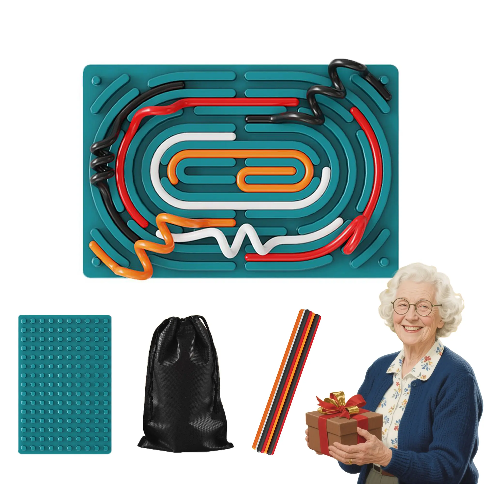 Sensory Activity Board for Elderly, Dementia & Alzheimers Patients. Double-Sided Busy Board for Adults, Fidget Puzzle Game for Anxiety Relief & Fine Motor Skills. Includes Convenient Storage Bag