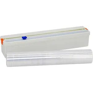 Plastic Wrap Dispenser with Cutter Refillable Cling Film Dispenser with 12 inch 328Ft Cling Film