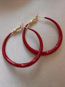 Red sweet candy colored C-ring earrings for women, fashionable and simple circular earrings, elegant jewelry, holiday party accessories, Hoop Earrings