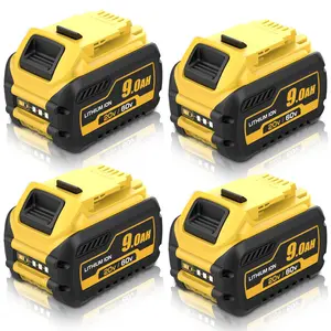 4-Pack 9000MAh FlexVolt Battery for Dewalt 20V/60V Max, Lithium-Ion Replacement Fits DCB606 DCB609 DCB612 Power Tools