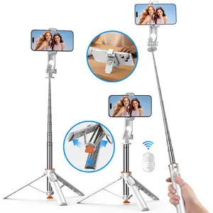 Upgraded Auto-Open 4-in-1 Selfie Stick Tripod — Convenient Shooting, Tripod, Phone Stand, Bluetooth Remote; Foldable Multi-Functional Design with Expansion Mounts: Compatible with Phones, Mirrorless & Action Cameras; Works with All iOS & Android Devices