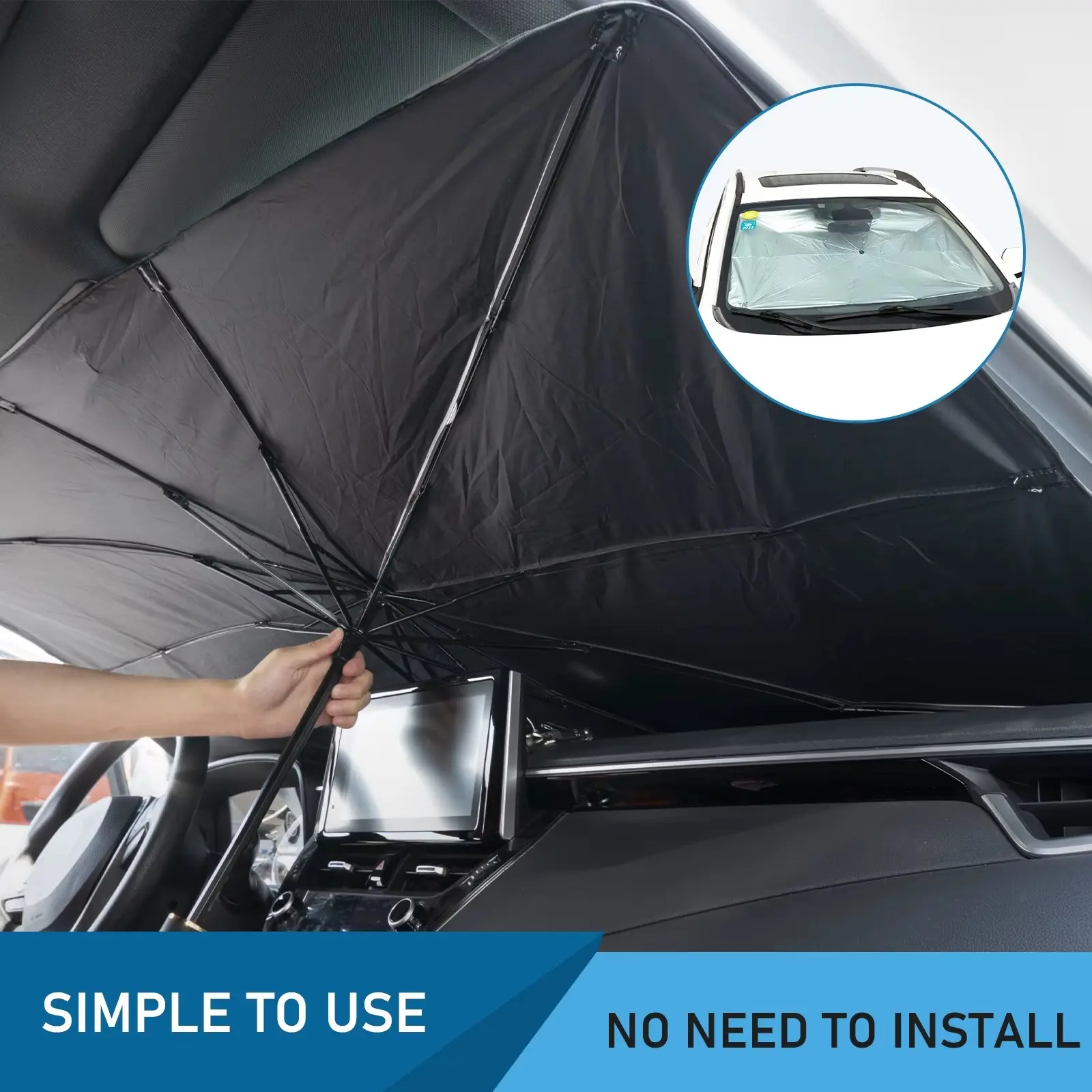Portable car sunshade, windshield sunshade, foldable windshield sunshade, car exterior accessories, daily car windshield cooling umbrella,Car Window Shades
