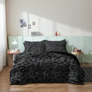 3pcs Dark Leopard Print Fashion Duvet Cover Set （1 Duvet Cover + 2 Pillowcases ，No Core）, Four Seasons Home Dorm High-Definition Printed Luxury Bedding Set Bedsheet Sets