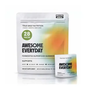 Awesome Aminos - Awesome Everyday 28 Pack - Fermented Superfood Gummies for Men & Women, Multivitamin With All 9 Essential Amino Acids, Prebiotics, Organic Fruits & Vegetables, Over 20 Vitamins and Minerals