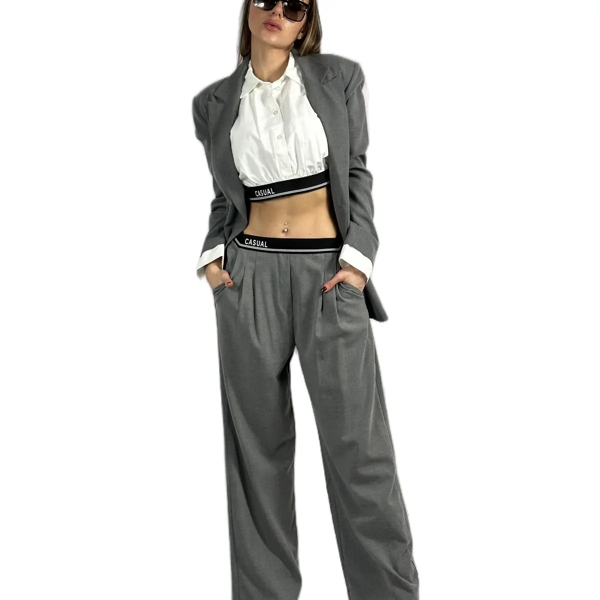 Casual 2 Piece Set. Oversized Blazer & High Waisted Pants matching  sets