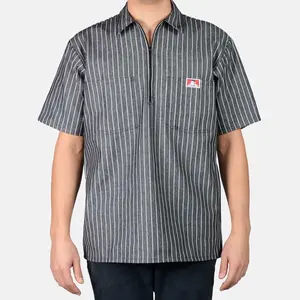 Ben Davis Short Sleeve Striped 1/2 Zip Shirt