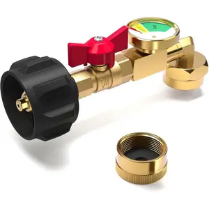 Upgraded Propane Refill Adapter for 1 LB. Tanks, Propane Adapter 20lb to 1lb Converter with Gauge Valve, Come with Bottle Cap
