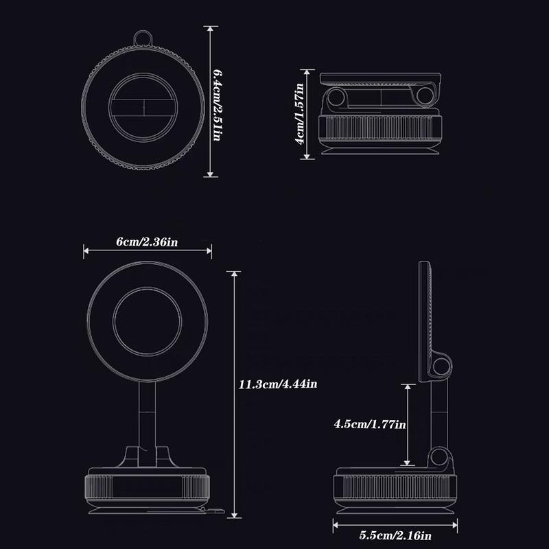 Magsafe Car Mount Charger, 15w Turbo Wireless Charging, Suction Cup Phone Mount, 360° Adjustable Vacuum Magnetic Holder, Wireless Mobile Charger for iPhone 12-17 Pro Max