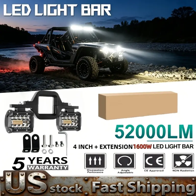2026 Model Year All-New Ultra-Bright 4-Inch LED Off-Road Work Light, 4-Inch LED Light And Extension Kit, Compatible with a Wide Range of Vehicle Models, Without Battery
