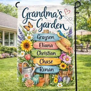 Personalized Grandma's Flag, Where Love Grows Flag, Custom Name Flag for Nana, Mimi, Mother's day Flag, Garden Gift, Grandchildren Flag