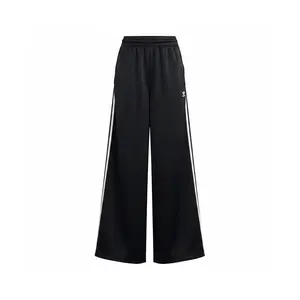 adidas Womens Adicolor Satin Wide Leg Pants Casual - Black