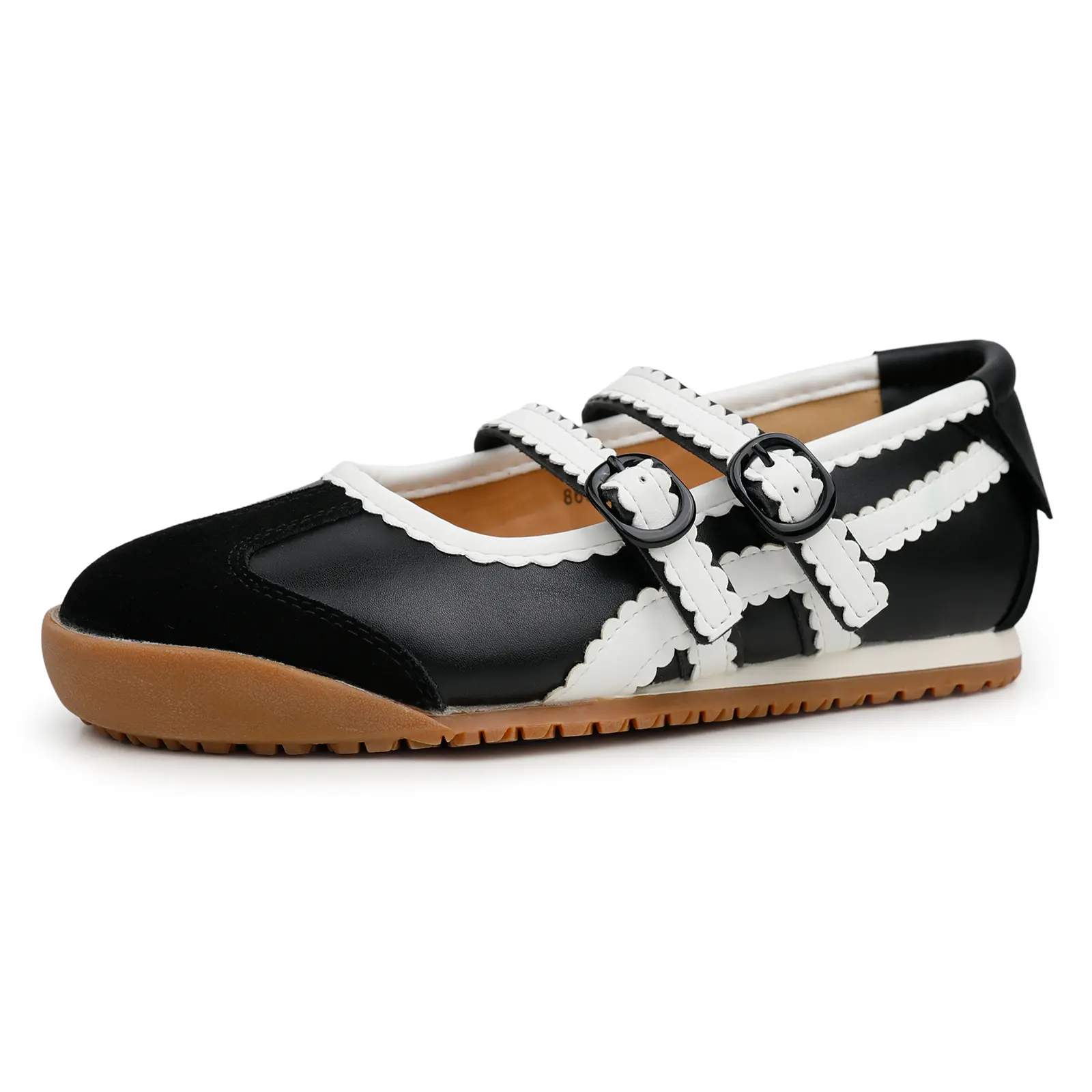 EVELLYHOOTD Women's Retro Mary Jane Sneakers Double Buckle Strap Ballet Shoes Contrast Color Low Top Casual Walking Shoes Lightweight Fashion Sneakers for Women
