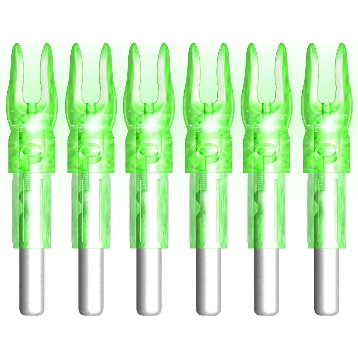 6PCS Battery-Powered GXHS GT LED Lighted Nocks for Arrows - Bowstring Activated On-Off Switch, Arrow Tracking, No Assembly Required, .165/.204/.233/s/0.244/.246/6.2mm Inner Diameters, 48H Battery Life, Daytime Use, Screwdriver Included, 48 Hours, 6.2Mm In