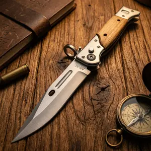 AK Folding Pocket Knife with Color Wood Handle EDC Knife for Outdoor Camping Fishing Hiking Hunting Survival Portable Utility Pocket Knife