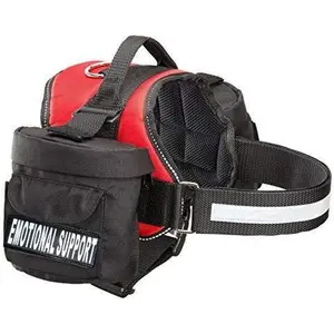 Emotional Support Dog Harness Vest with Removable Saddle Bag Backpack Carrier Traveling. 2 Removable Emotional Support Reflective Patches.
