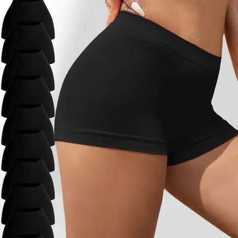 Women's Solid Color Seamless Bodyshorts, Casual Comfy Breathable Smooth Everyday Panty for Daily Wear, Soft &Stretch Fit Shorts, Knitted Stretch Underwear, Ladies Underwear for All Seasons, Daily&Sleep Wear, Basic, Womenswear, Pieces, Soft Comfy Knicker