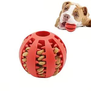 Interactive Dog Ball Toy for All Breeds, Durable Plastic Chew & Tooth Cleaning, Treat Dispenser, & Blue Cartoon Design, Fun Pet Toy, Interactive Training Ball