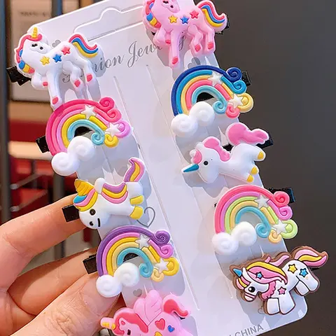 Cute Cartoon Unicorn Design Hair Clips, Colorful Hair Accessories for Women & Girls, Minimalist Headwear Suitable for Thick Hair, Hair Clip Set, Hairclips