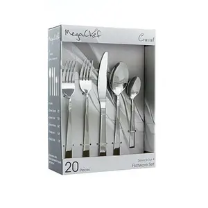 MegaChef Cravat 20 Piece Flatware Utensil Set, Stainless Steel Silverware Metal Service for 4 in Sil