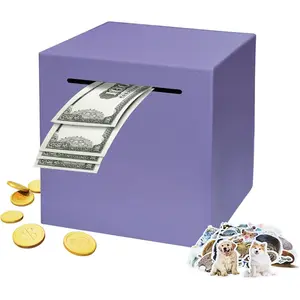 New Upgrade Stainless Steel Piggy Bank for Adults, Indestructible Savings Box for Cash, Must-Break-to-Open Metal Secure Money Banks for Kids, Unbreakable Coin Bank for Money Saving Plan (Purple, 4.72inch)