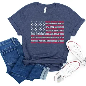 American Flag Tee with States, Fourth of July Tees, United States Tshirts, July 4th Graphic Tee, USA Shirts, Patriotic T Shirts