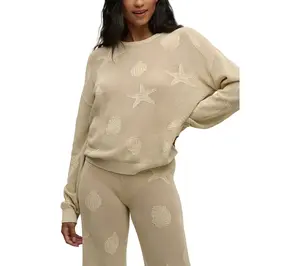 Barefoot Dreams Sunbleached Shell Motif Crew Neck Pullover