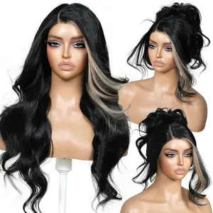 ENCOUNTERU-Cynthia Side Part Body Wave Glueless Synthetic Lace Front Wig Middle-length 24 Inch Pre Plucked Pre Cut Vivid Self Growing Clean Hairline Expertly Designed Wig for Women