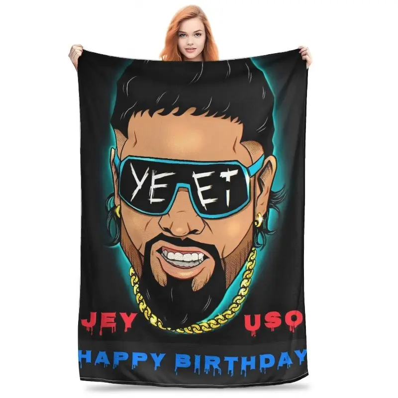JEY YEET USO Wrestling Blanket Soft Warm Street Trend Plush Bedding Throws For Child Bedroom Flannel Bedspread Bed CoverGift For Adult,Valentine's Day Gift, Gift For Husband, Gift For Wife