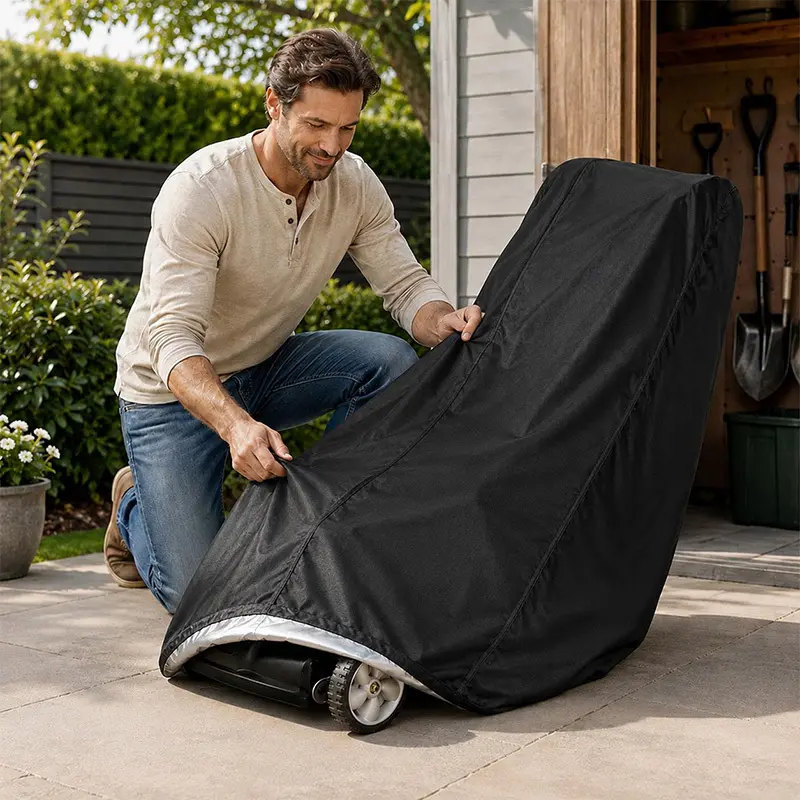 Universal Lawn Mower Cover - Oxford Cloth, Waterproof, Dustproof, UV-Protective, Drawstring Design for Outdoor Storage & Walk-Behind Power Tool Accessories, Walk-Behind Mowers
