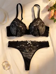 1 set Women's underwear set Gathering anti-sagging medium supportive bra Comfortable to wear, soft and light, Breathable