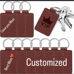Customized Key Chain - Personalized Leather Keychain with Engraved Text and Crown Design for Best Mom