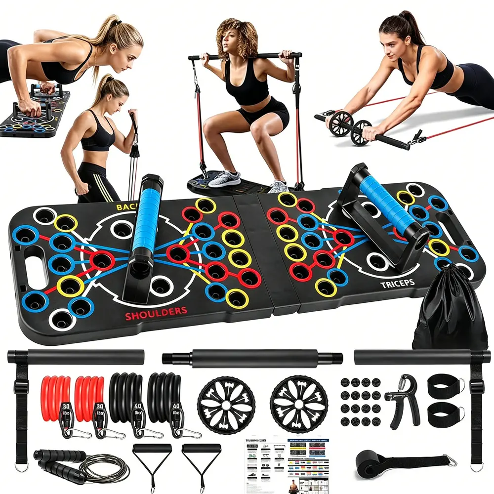 Push Up Board Multi-Functional Training Set with Pull Bar, Portable Ab Workout Machine, Upper Body Strength Equipment for Fitness Practitioners