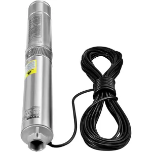 【fathersdaygift】VEVOR Deep Well Submersible Pump, 1.5HP 230V/60Hz, 37gpm 276ft Head, with 33ft Electric Cord, 4\" Stainless Steel Water Pumps for Industrial, Irrigation and Home Use, IP68 Waterproof Grade, Heavy Duty