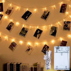 1pc Photo Clip LED String Lights, 10/20 Warm Leds, Switch Flash Control, Decorative Lighting for Girls' Bedroom, Dorms, Parties, Wall Displays, Led Lights Strips
