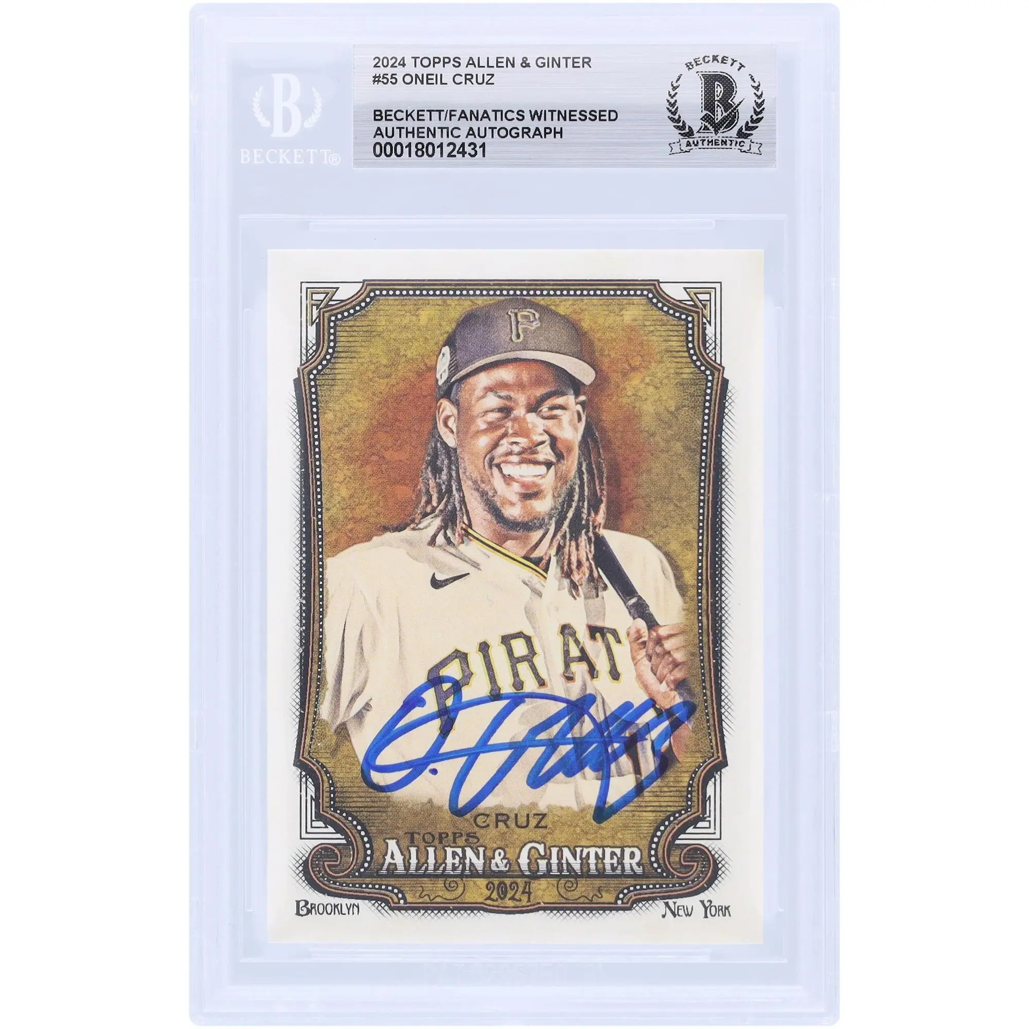 Oneil Cruz Pittsburgh Pirates Autographed 2024 Topps Allen & Ginter #55 Beckett Fanatics Witnessed Authenticated Card - Fanatics Authentic Certified