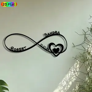 1pc Infinity Heart with Names Metal Wall Art, Personalized Couple Statue Mural, Intricate Craftsmanship, Perfect for Valentines Day, Anniversary Decor, Perfect for Bedroom Living Room Wedding Venue Decor, Ideal Gift for Romantic Decor Enthusiasts.